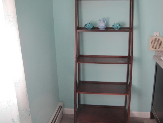 Ladder Shelf, 25" x 73" with 5 shelves, contents not included