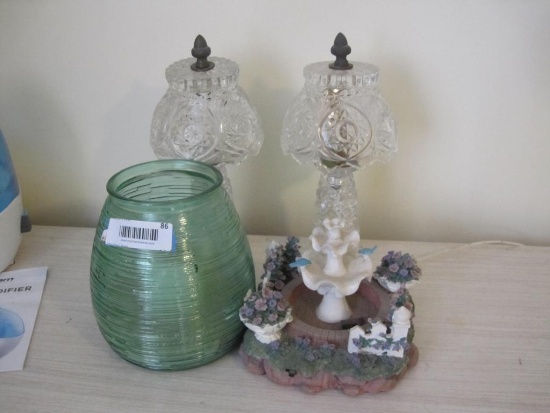 Pair of Cut Glass Lamps, Fountain Figure, and more