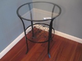 Two Tier Glass and Wrought Iron Side Table, 19