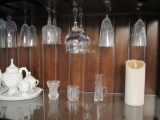 Glassware including crystal drinkware, ceramic tea set, battery-operated candles and more
