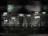 Set of 7 Glass Canisters with Stainless Steel Tops