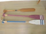 Three Decorative Wooden Painted Paddles, approx 3 ft long