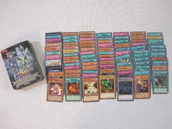 Assorted Yu-Gi-Oh Trading Cards with Collectible Tin including foil Crystal Promise, foil Card of