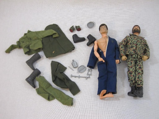 Two Vintage GI Joe Action Figures with Clothes and Accessories, 1966, 15 oz