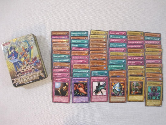 Assorted Yu-Gi-Oh Trading Cards with Collectible Tin including 1st edition foil Black Horn of