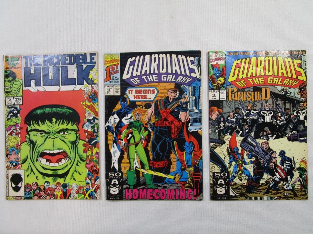Marvel Comics Guardians Of The Galaxy No 17 No 18 Oct Nov 1991 The Incredible Hulk No 325 Nov Art Antiques Collectibles Collectibles Comics Online Auctions Proxibid