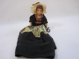 Vintage Sitting Doll, cloth body with plastic face (no legs), 3 oz