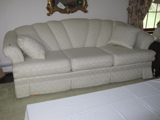 Three Seat Sofa Couch, 88 inches wide, 38" deep - great condition, with two matching throw pillows