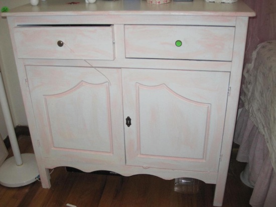 Pink Brushed Painted Cabinet, great for a vanity, 39 inches wide by 36 tall by 18 inches deep