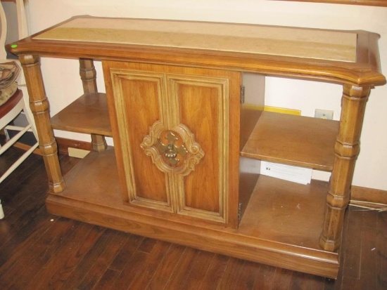Marble Top Display and Storage Cabinet, 48 inches wide, 30 inches tall and 19 inches deep, contents