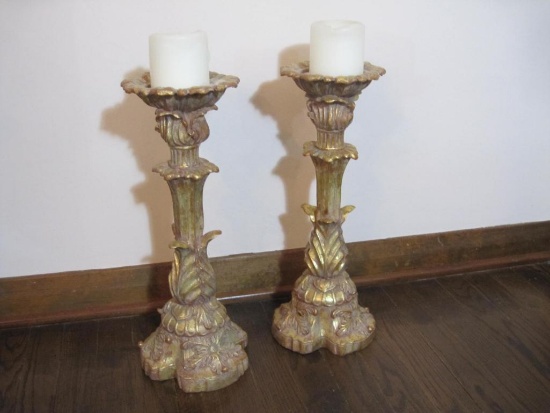 Two Large Ornate Candle Holders