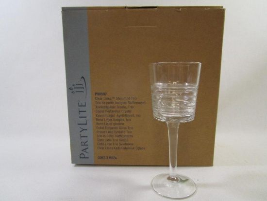 PartyLite Clear Lines Stemmed Trio, P90597