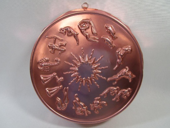 Copper toned Metal Astrology Mold Wall Hanging, approx 12 inch Diameter