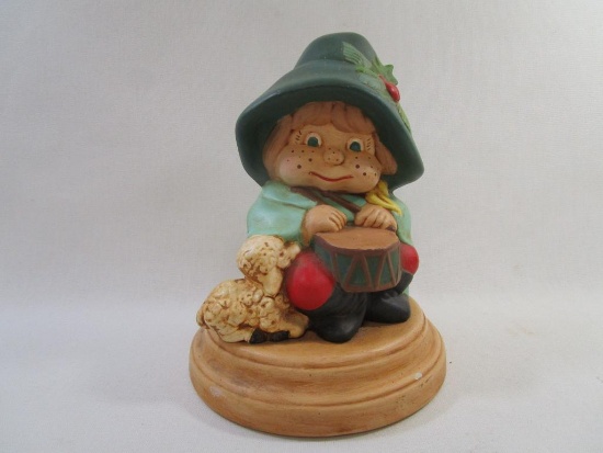 Drummer Boy with Sheep Lullaby Wind Up Music Figurine, approx 10 inches Tall