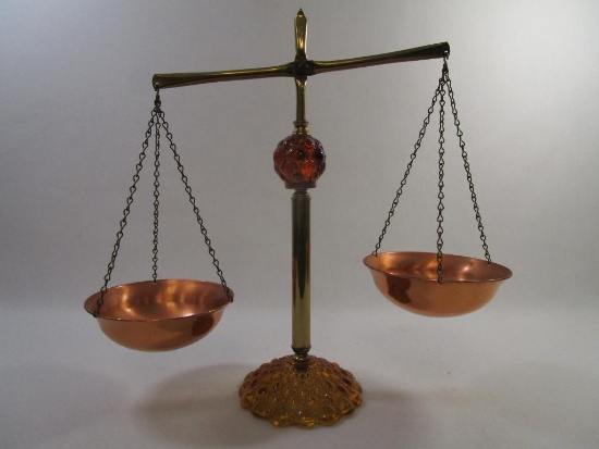 Scales with Copper Bowls, approx 15 inches Tall