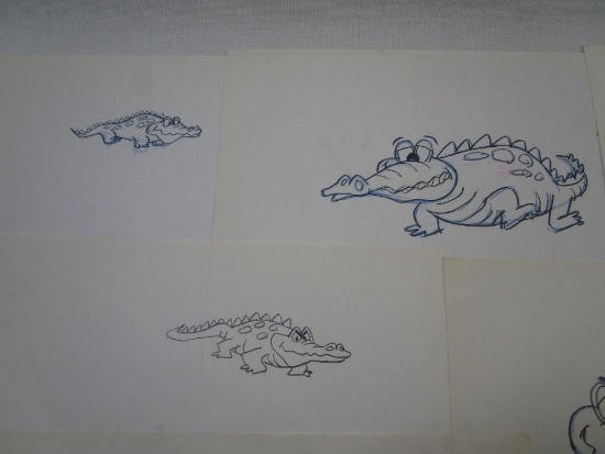 Lot of Assorted Original Animation Artwork Drawings including crocodile, snake and more