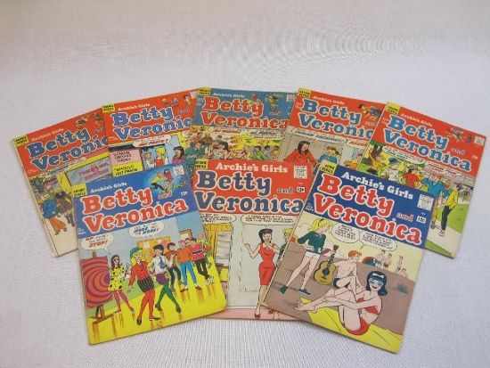 Eight Archie's Girls Betty and Veronica Comic Books: Nos 104, 105, 135, 150, 158, 169, 192 and 194,