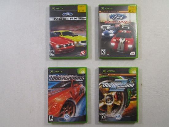 Four XBOX Video Games includes Ford Mustang, Ford Racing 2, Need For Speed Underground and Need For