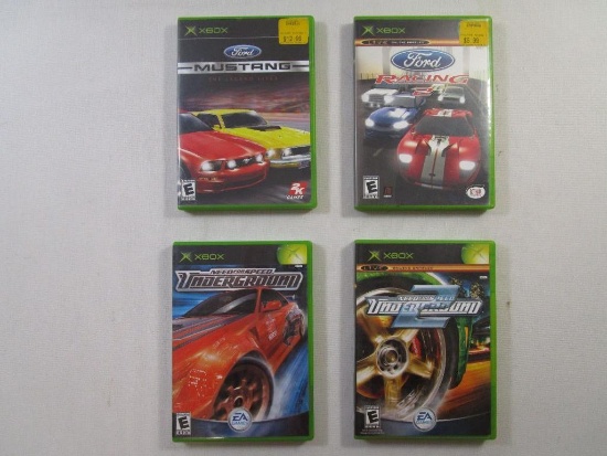 Four XBOX Video Games includes Ford Mustang, Ford Racing 2, Need For Speed Underground and Need For