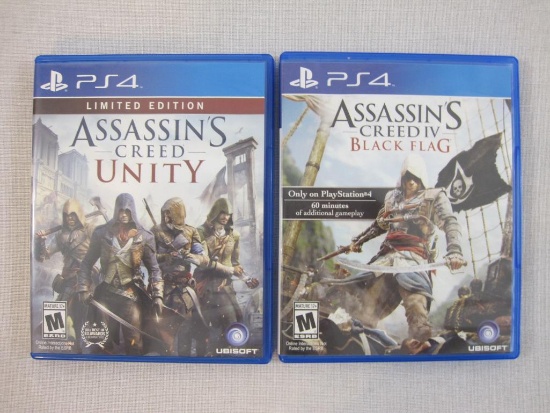 Two PS4 Assassins Creed Games: Assassins Creed IV Black Flag and Assassins Creed Unity, 7 oz