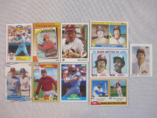 10 Vintage Mike Schmidt Baseball Cards, 1 oz