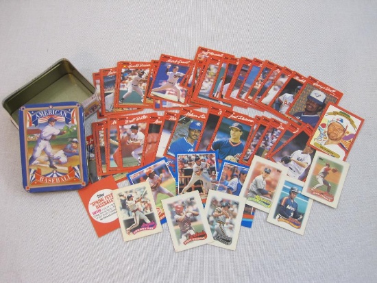 Assorted Baseball Cards from Topps and Donruss in American Baseball Tin, 7 oz