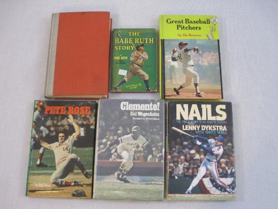 Six Baseball Themed Books: The Babe Ruth Story, Great Baseball Pitchers, Clemente!, Nails (Lenny