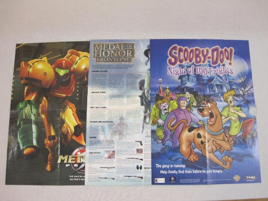 Three Magazine Centerfold Posters including Scooby Doo/Hot Wheels, PlayStation 2/Medal of Honor