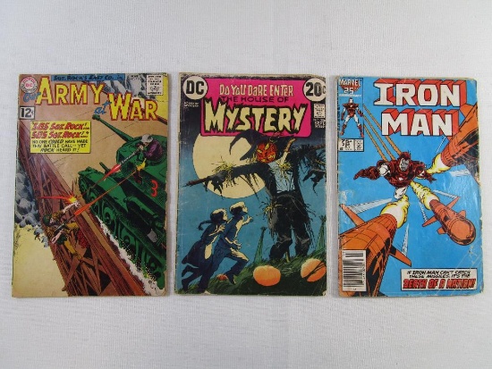 Three Assorted Comic Books: Our Army at War No. 116 (March 1962), Iron Man No. 208 (July 1986) and