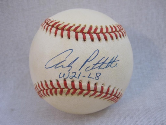 Andy Pettitte Signed Baseball (New York Yankees Pitcher, 1996 World Series Champion Season Record