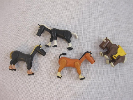 Four Vintage Fisher Price Horses, made in Hong Kong, 6 oz