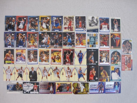Assorted NBA Basketball Trading Cards including Chauncey Billups, Larry Bird, Dirk Nowitzki and