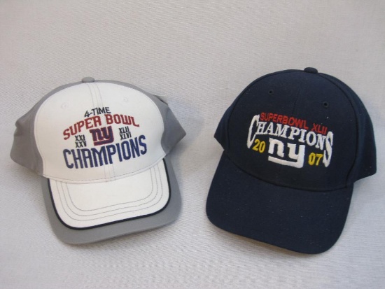 Two New York Giants NFL Super Bowl Champions Hats, 7 oz