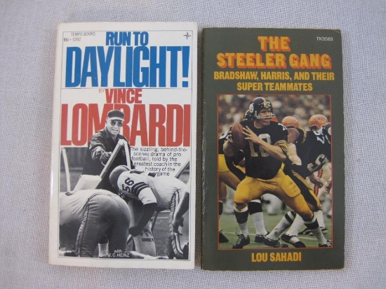 Two NFL Paperback Books: Run to Daylight! by Vince Lombardi and The Steeler Gang: Bradshaw, Harris,