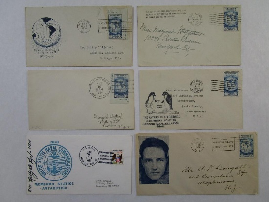 Six First Day Covers includes Byrd's Antarctic Expedition II 1934, NGD United States Naval