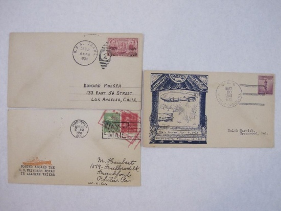 Three First Day Covers, Posted Aboard the SS Princess Norah in Alaskan Waters, Memorial Day