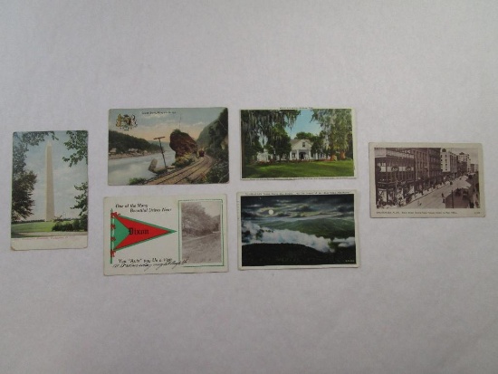 Six Postcards Includes Giant Rock Niagara Gorge Posted 1915, Moonlight Scene "In The Heart of the