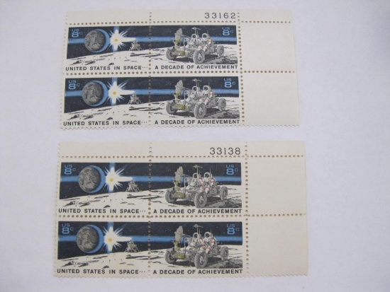 Two Blocks of 4 United States in Space 8 Cent US Stamps, Scott 1434-1435