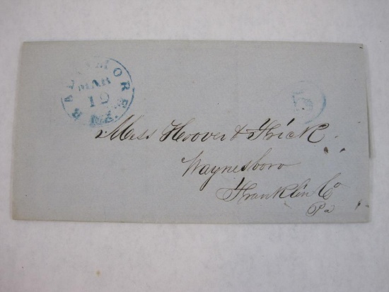 1848 Stampless Cover, Baltimore postmarked