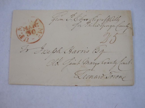 1830 Stampless Cover