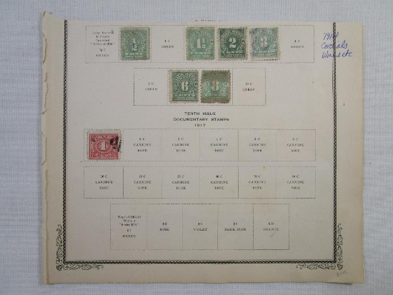 Internal Revenue Stamps including 1914 Cordials, Wines etc Tenth Issue Proprietary Stamps 1919 and