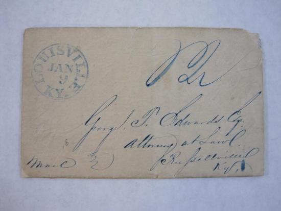1842 Stampless Cover, Louisville KY postmarked
