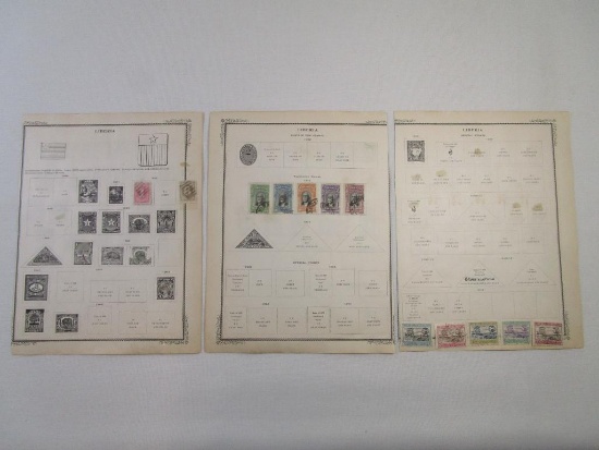Stamps of Liberia includes 1885 One Cent, 1903 Registration Stamps, 1906 25 Cents, 1909 15 Cents and