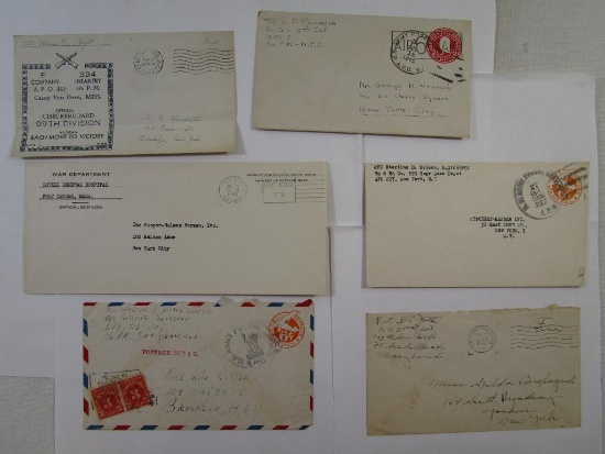 Three World War II Era 1943 Postage Free Envelopes, Posted Camp Van Dorn MISS., Forte George G.