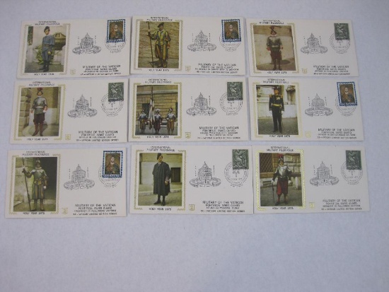 Nine 1975 Military of the Vatican City First Day Covers