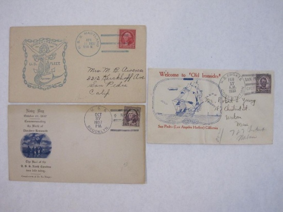 First Day Covers including Navy Day Oct 27 1937, Welcome to Old Ironsides and the USS Maryland
