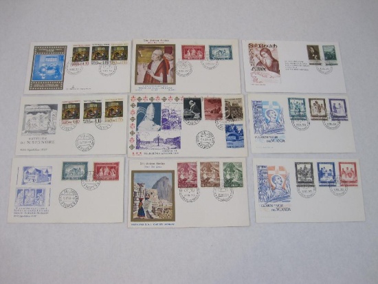 Nine 1964-65 Vatican City First Day Covers