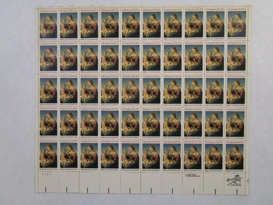 US Postage Stamps 1983 Christmas Madonna and Child 20 cent Scott #2063, Sheet of 50