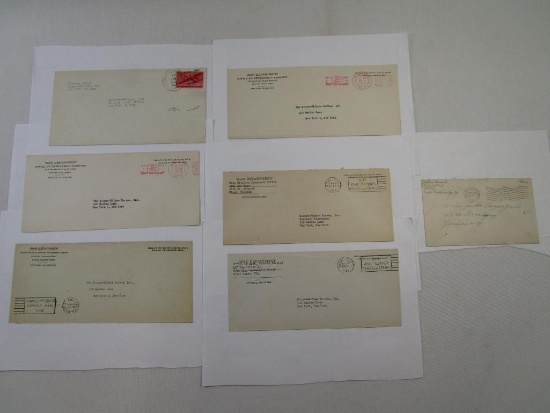 Seven World War II Era 1943 Postage Free Envelopes Posted Camp Breckinridge KY, Two War Department