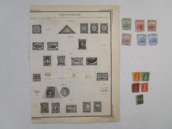 Stamps of Newfoundland including 1860-63 New Brunswick Canada, 1918 Newfoundland Canada, 1898-99 2
